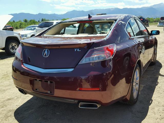 19UUA8F51DA002518 - 2013 ACURA TL TECH MAROON photo 4