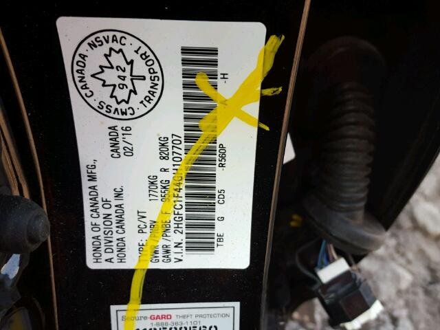 2HGFC1F44GH107707 - 2016 HONDA CIVIC EX 黑色 照片 10