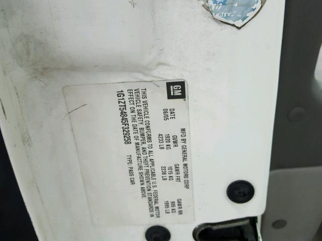 1G1ZT54845F329258 - 2005 CHEVROLET MALIBU LS WHITE photo 10