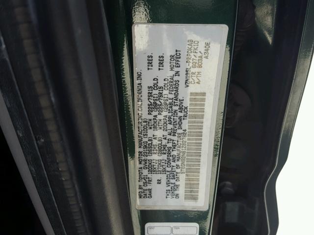 5TEGN92N61Z827824 - 2001 TOYOTA TACOMA DOU GREEN photo 10