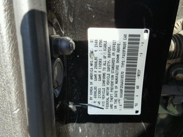 19UUA8F25AA016570 - 2010 ACURA TL BLACK photo 10