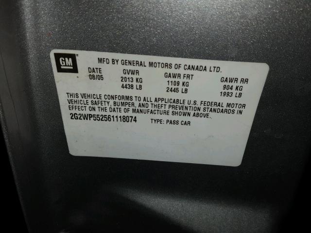 2G2WP552561118074 - 2006 PONTIAC GRAND PRIX Gümüş foto 10