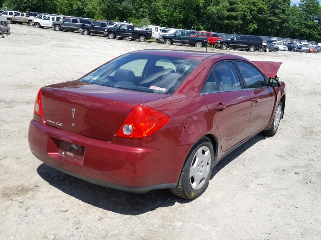 1G2ZF57B584121514 - 2008 PONTIAC G6 VALUE L RED photo 4