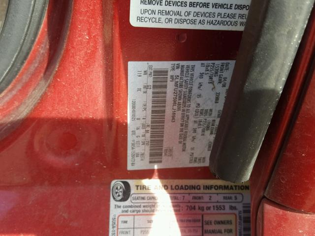 5LMFU27598LJ16943 - 2008 LINCOLN NAVIGATOR 栗色 照片 10