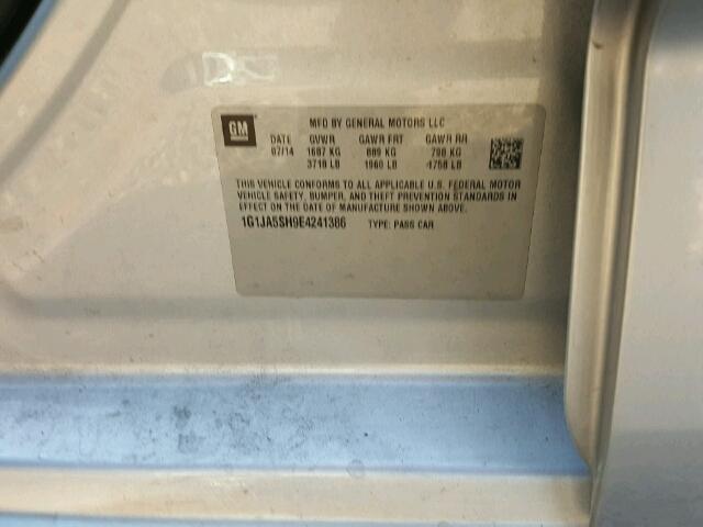 1G1JA5SH9E4241386 - 2014 CHEVROLET SONIC LS 银色 照片 10