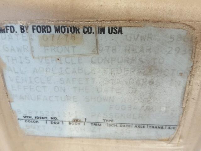 8J87S221151 - 1978 FORD THUNDERBIR GOLD photo 10