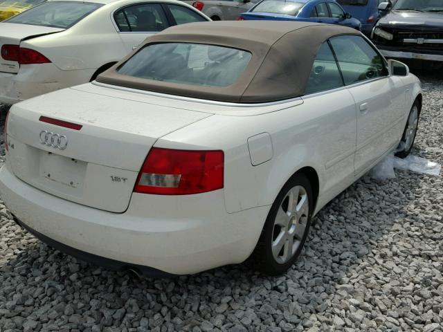 WAUAC48H43K031335 - 2003 AUDI A4 1.8 CAB WHITE photo 4