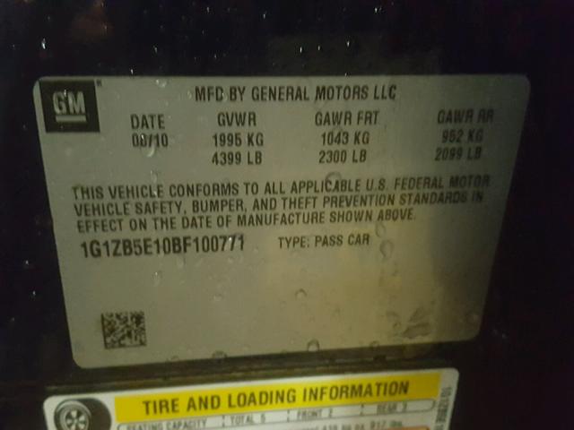 1G1ZB5E10BF100771 - 2011 CHEVROLET MALIBU LS ლურჯი ფოტო 10