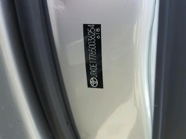 JTKDE177650036254 - 2005 TOYOTA SCION TC 银色 照片 10