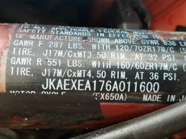 JKAEXEA176A011600 - 2006 KAWASAKI EX650 A6F BLUE photo 10