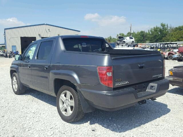 5FPYK1F59BB002928 - 2011 HONDA RIDGELINE GRAY photo 3