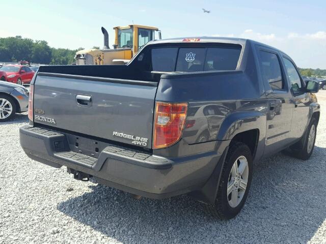 5FPYK1F59BB002928 - 2011 HONDA RIDGELINE GRAY photo 4