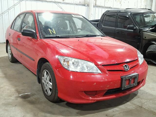 1HGES164X5L030145 - 2005 HONDA CIVIC DX RED photo 1