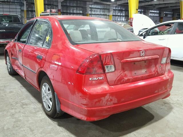 1HGES164X5L030145 - 2005 HONDA CIVIC DX RED photo 3