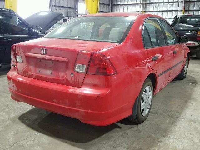 1HGES164X5L030145 - 2005 HONDA CIVIC DX RED photo 4