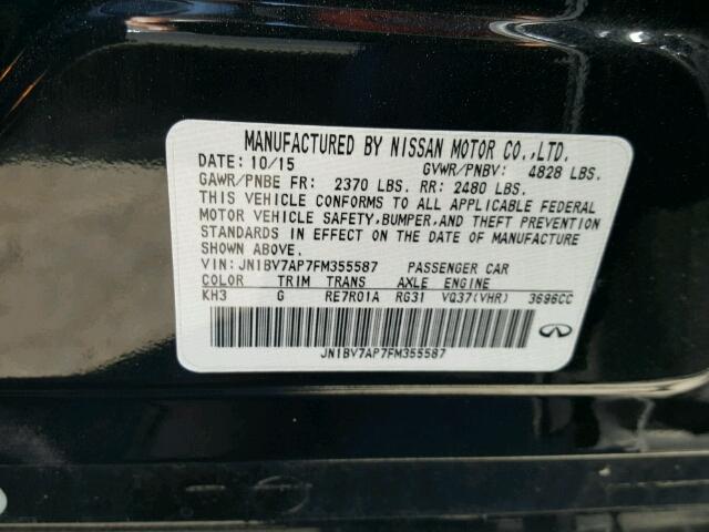 JN1BV7AP7FM355587 - 2015 INFINITI Q50 BASE Negro foto 10