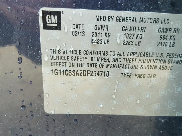 1G11C5SA2DF254710 - 2013 CHEVROLET MALIBU 1LT BLUE photo 10