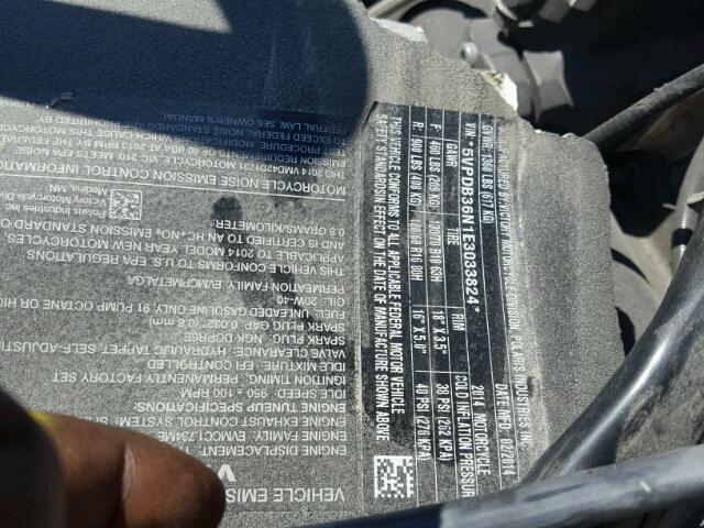 5VPDB36N1E3033824 - 2014 VICTORY MOTORCYCLES CROSS COUN GRAY photo 10