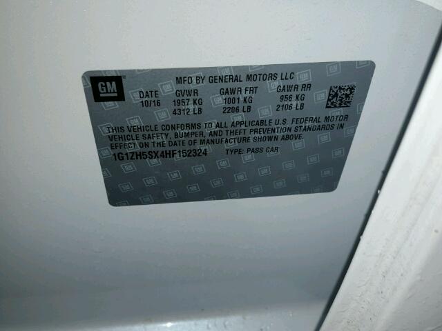 1G1ZH5SX4HF152324 - 2017 CHEVROLET MALIBU PRE WHITE photo 10
