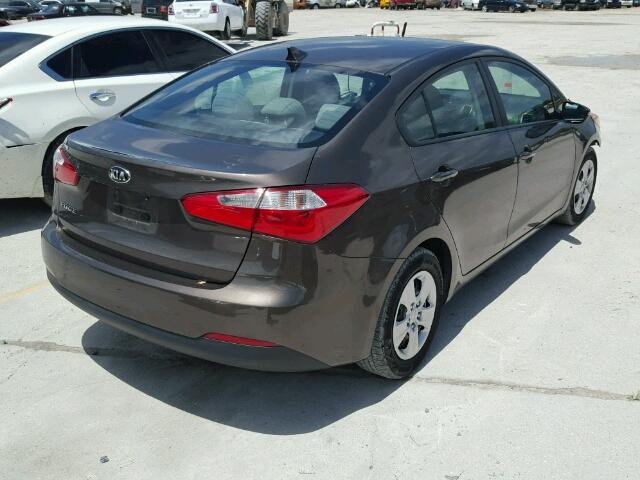 KNAFX4A64F5364754 - 2015 KIA FORTE LX BROWN photo 4