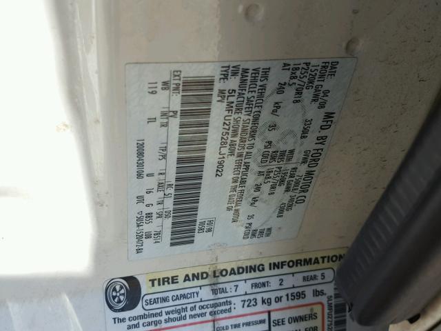 5LMFU27528LJ19022 - 2008 LINCOLN NAVIGATOR კრემისფერი ფოტო 10