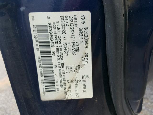 2A4GM68486R848228 - 2006 CHRYSLER PACIFICA T BLUE photo 10