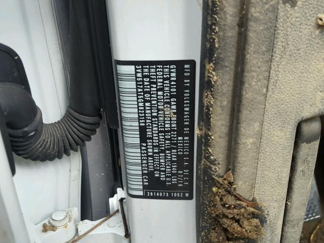 3VW517AT5GM823158 - 2016 VOLKSWAGEN BEETLE S/S 白色 照片 10