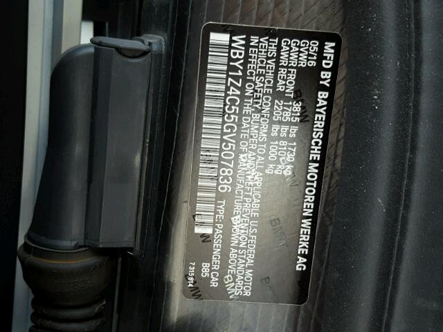 WBY1Z4C55GV507836 - 2016 BMW I3 REX WHITE photo 10