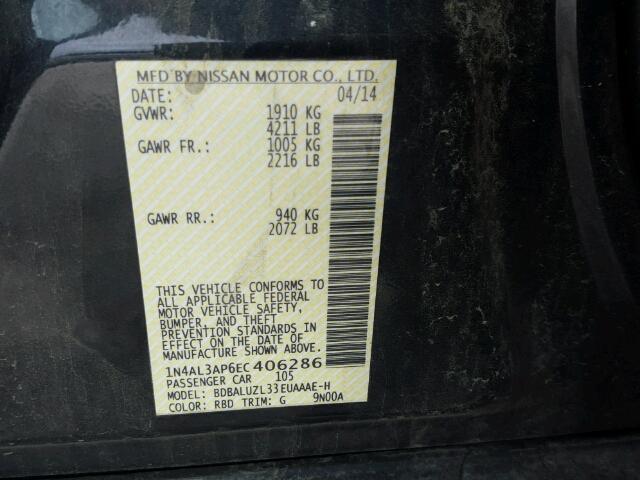 1N4AL3AP6EC406286 - 2014 NISSAN ALTIMA 2.5 CHARCOAL photo 10