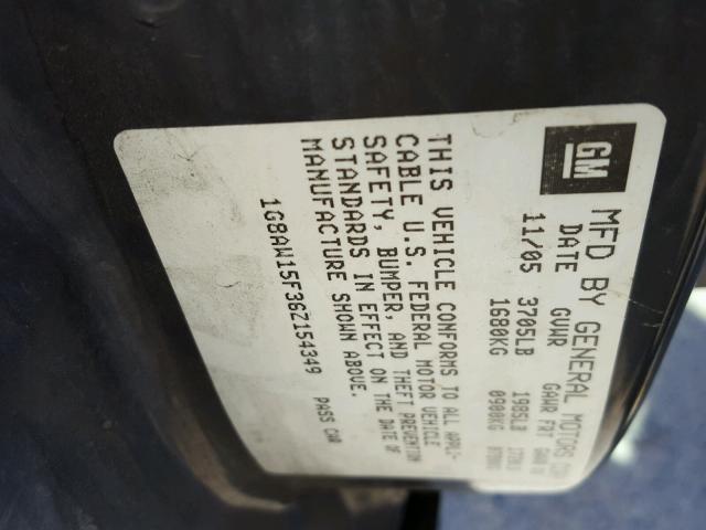 1G8AW15F36Z154349 - 2006 SATURN ION LEVEL SILVER photo 10