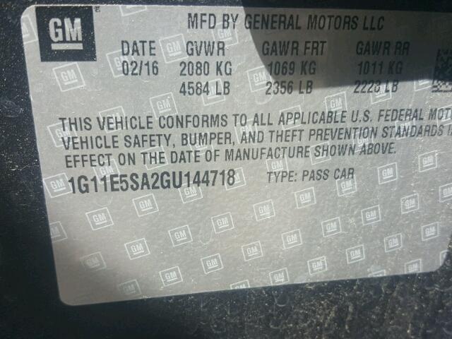 1G11E5SA2GU144718 - 2016 CHEVROLET MALIBU LIM 石墨色 照片 10