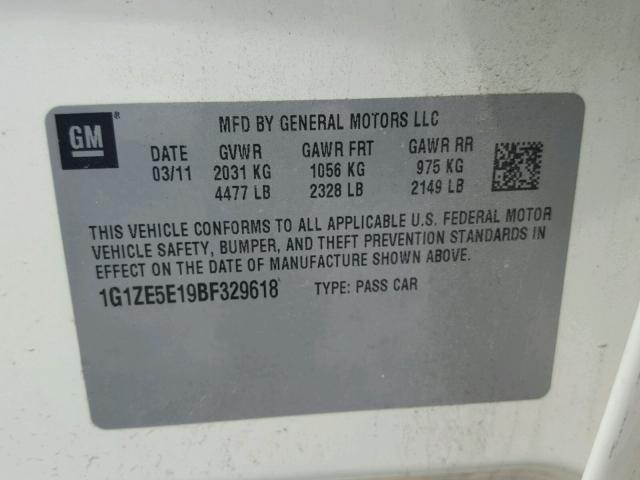 1G1ZE5E19BF329618 - 2011 CHEVROLET MALIBU LTZ 白色 照片 10