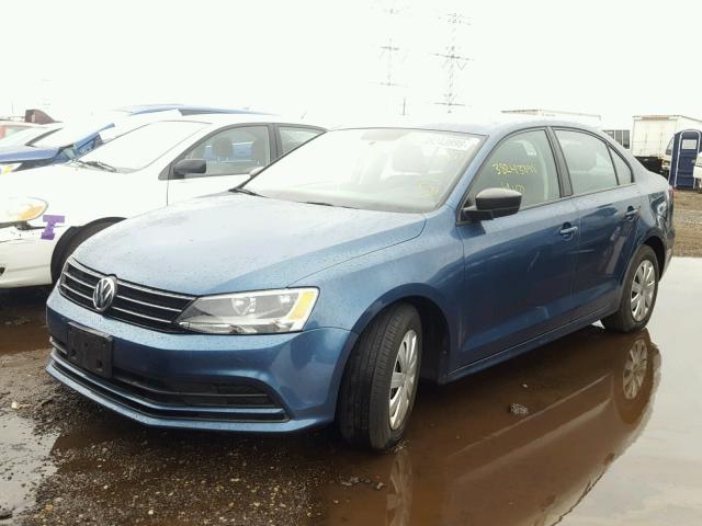 3VW2K7AJ1FM344491 - 2015 VOLKSWAGEN JETTA BASE Կապույտ լուսանկար 2