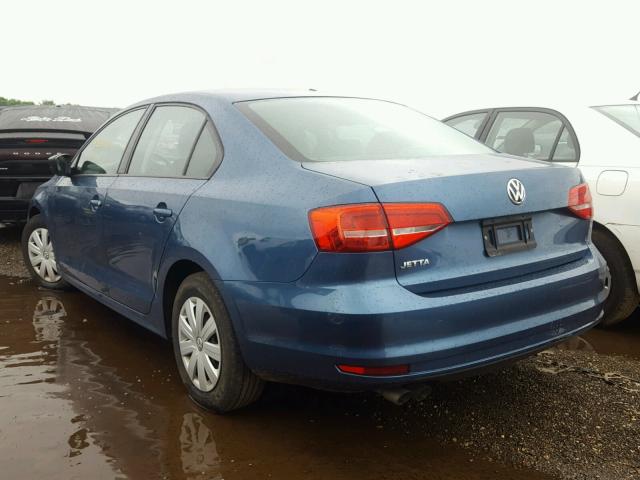 3VW2K7AJ1FM344491 - 2015 VOLKSWAGEN JETTA BASE Կապույտ լուսանկար 3