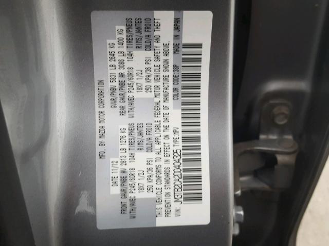 JM3TB2CA2D0404325 - 2013 MAZDA CX-9 TOURI SILVER photo 10