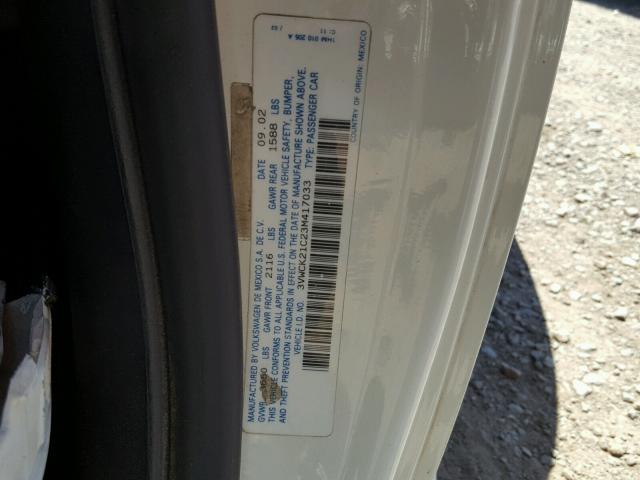 3VWCK21C23M417033 - 2003 VOLKSWAGEN NEW BEETLE 白色 照片 10