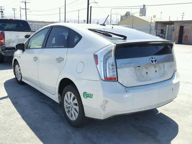 JTDKN3DPXE3051031 - 2014 TOYOTA PRIUS PLUG WHITE photo 3