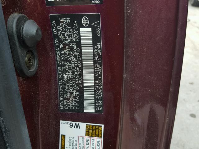 JTKDE177160127918 - 2006 TOYOTA SCION TC 紫色 照片 10