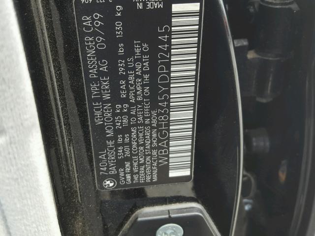 WBAGH8345YDP12445 - 2000 BMW 740 IL BLACK photo 10