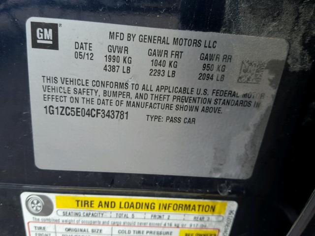 1G1ZC5E04CF343781 - 2012 CHEVROLET MALIBU 1LT 蓝色 照片 10