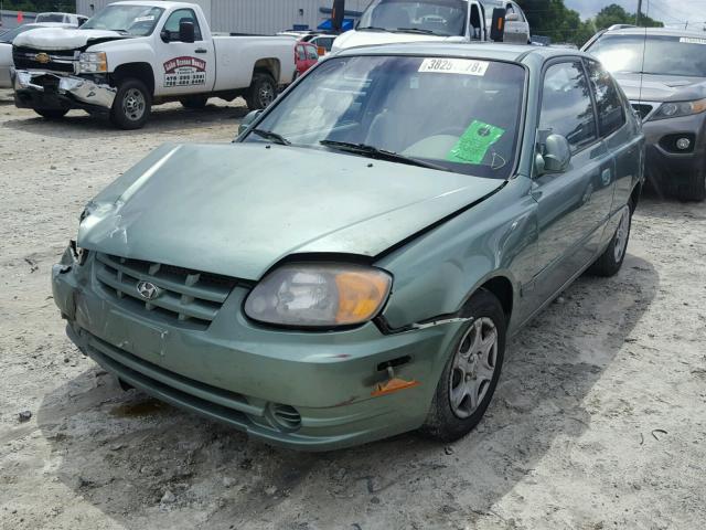 KMHCG35C24U311775 - 2004 HYUNDAI ACCENT GL GREEN photo 2