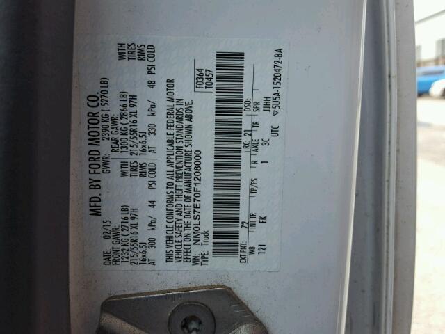 NM0LS7E70F1208000 - 2015 FORD TRANSIT CO WHITE photo 10