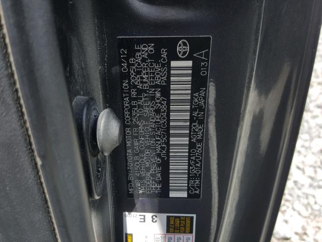 JTKJF5C71C3043847 - 2012 TOYOTA SCION TC 灰色 照片 10