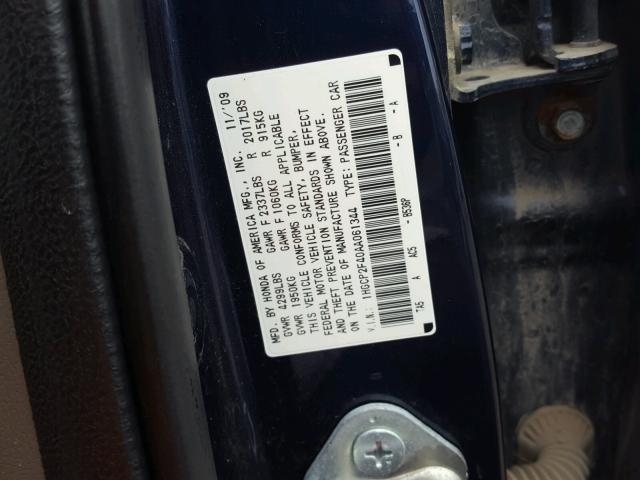 1HGCP2F40AA061344 - 2010 HONDA ACCORD LXP BLUE photo 10