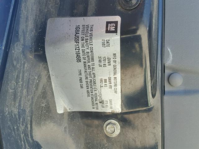 1G8AJ55F17Z184585 - 2007 SATURN ION LEVEL BLUE photo 10