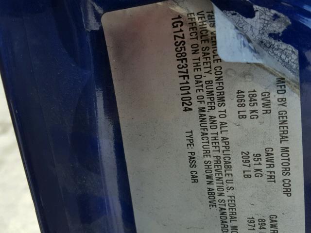 1G1ZS58F37F101024 - 2007 CHEVROLET MALIBU LS ლურჯი ფოტო 10