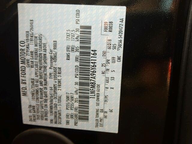 1LNFM87A96Y641164 - 2006 LINCOLN LS შავი ფოტო 10