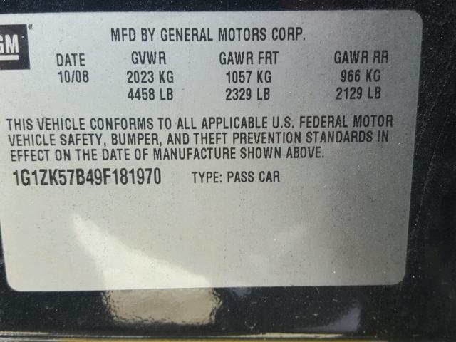 1G1ZK57B49F181970 - 2009 CHEVROLET MALIBU LTZ 灰色 照片 10