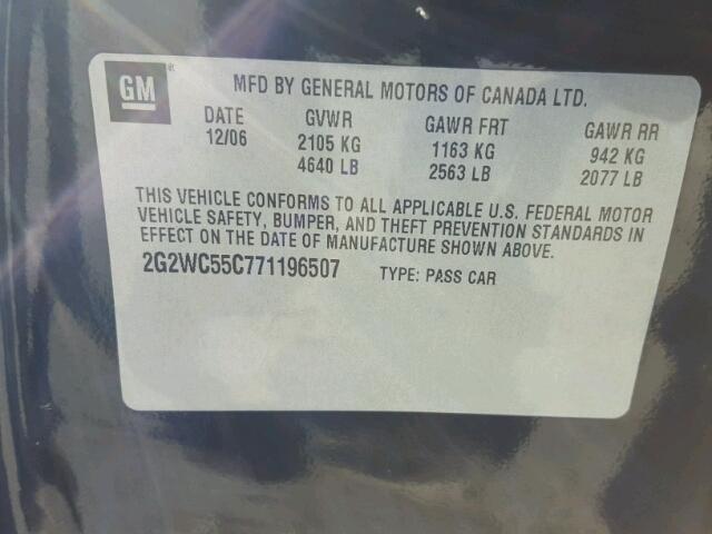 2G2WC55C771196507 - 2007 PONTIAC GRAND PRIX 黑色 照片 10