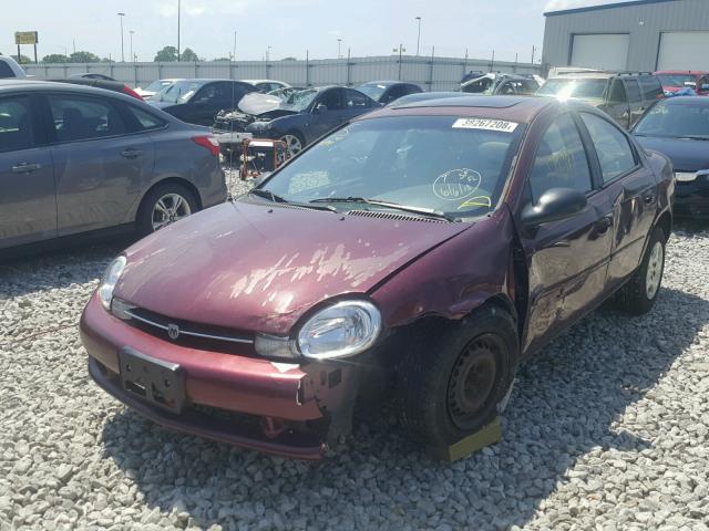 1B3ES46C11D263019 - 2001 DODGE NEON SE MAROON photo 2